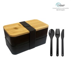 Lunchbox avec couverts RPET finition liège - ENVIRONNEMENT & NATURE