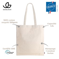 Totebag coton recyclé 150g certifié Origine France Garantie - Goodjour