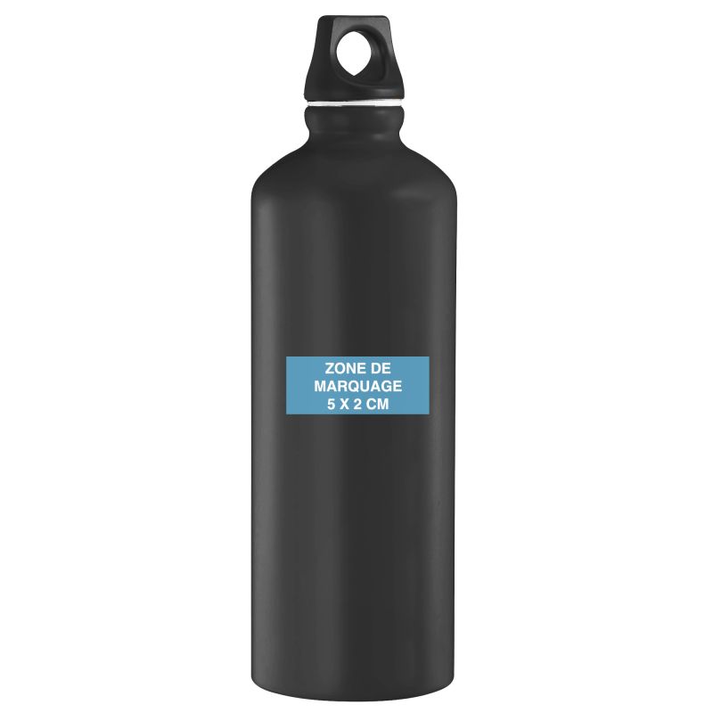 Gourde C.A.O POP 1 Litre En Aluminium - Légère (145g), Avec Mousqueton - Noir - Pour Randonnée Et Sport