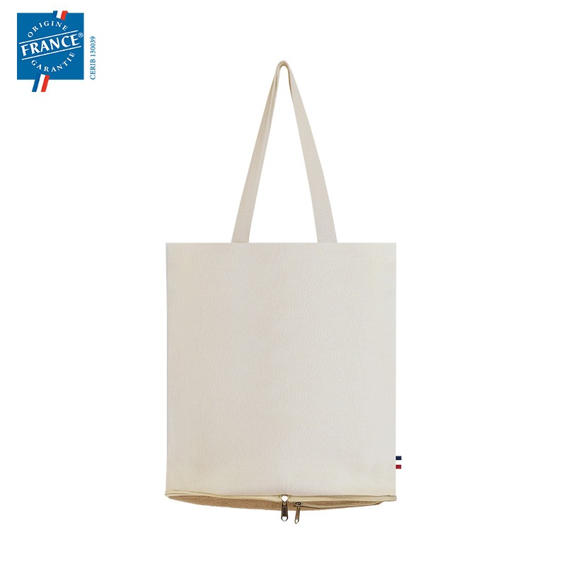 Totebag pliable coton/jute Certifié Origine France garantie