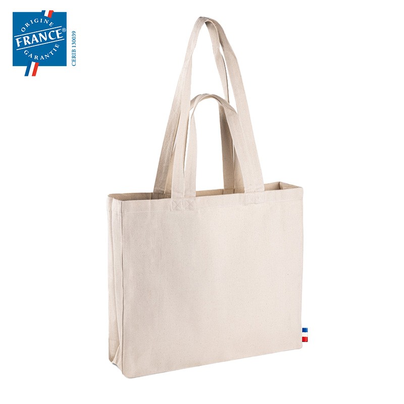 SAC EN COTON À DEUX POIGNÉES AVEC SOUFFLETS 220GR