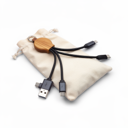 Câble porte clés recyclé 5-en-1 avec LED - BLUETECH