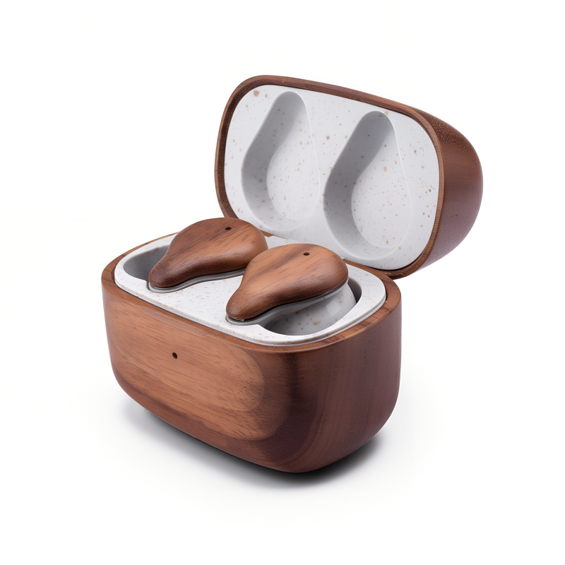 Ecouteurs Bluetooth recyclé bois & paille de blé FSC avec étui de charge - BLAUPUNKT