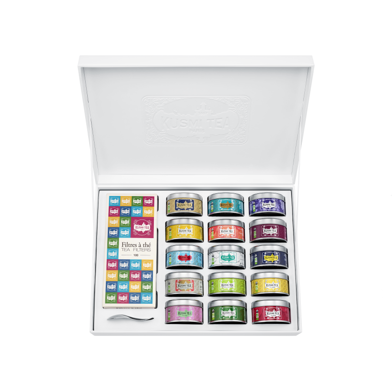 La Collection bio - Coffret 15 miniatures + 100 filtres à thé - 298 gr - KUSMI TEA