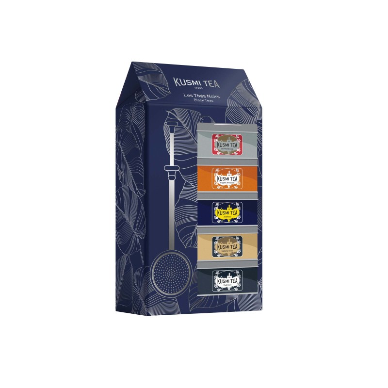 Les Thés Noirs bio - Coffret 5 boîtes + pince à thé - 100 gr - KUSMI TEA