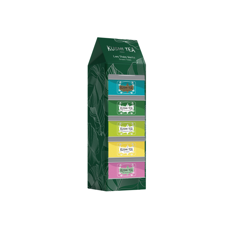 Les Thés verts bio - Assortiment de 5 boîtes métal - 100gr - KUSMI TEA
