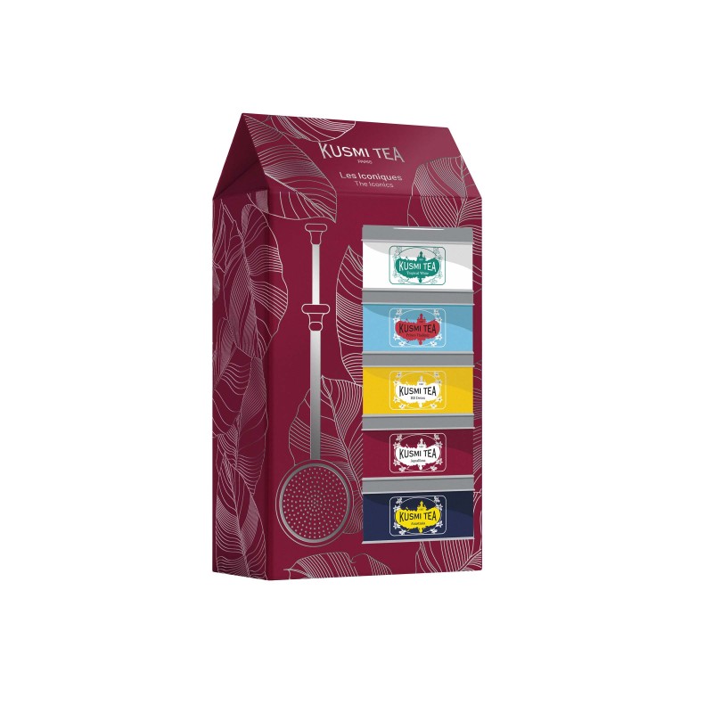 Les Iconiques bio - Coffret 5 boîtes + pince à thé - 100gr - KUSMI TEA