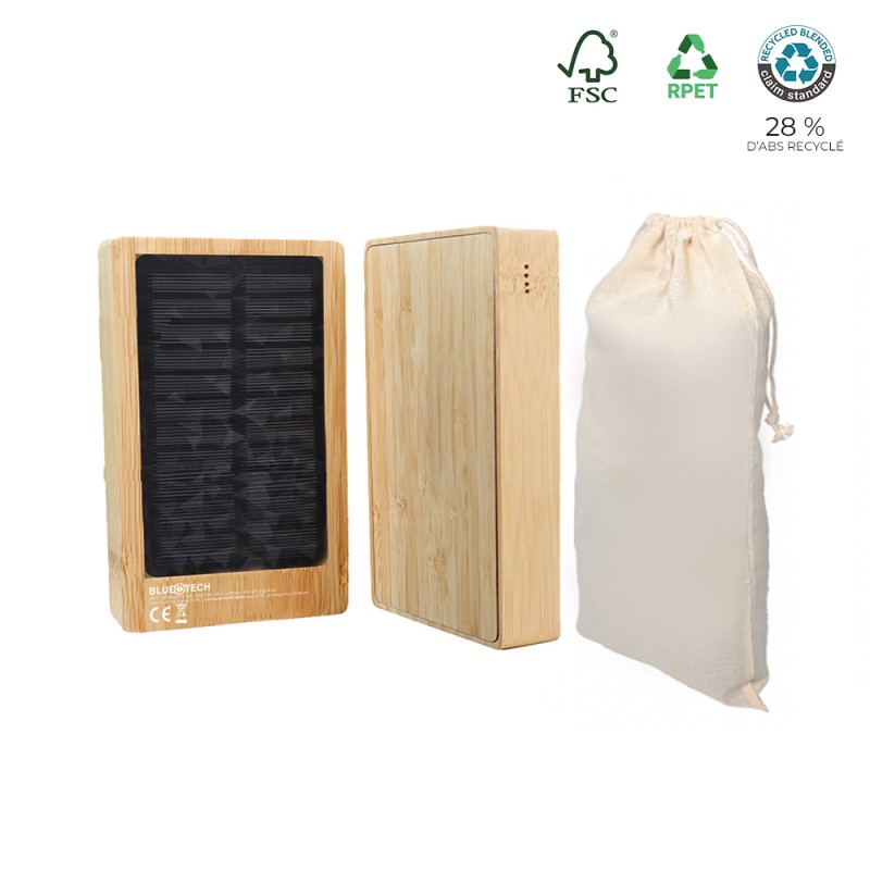Batterie de secours solaire bambou FSC 5 000mAh - BLUETECH