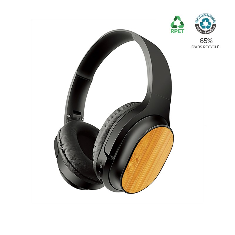 Écouteurs Bluetooth avec Boîtier de Charge en Bambou à